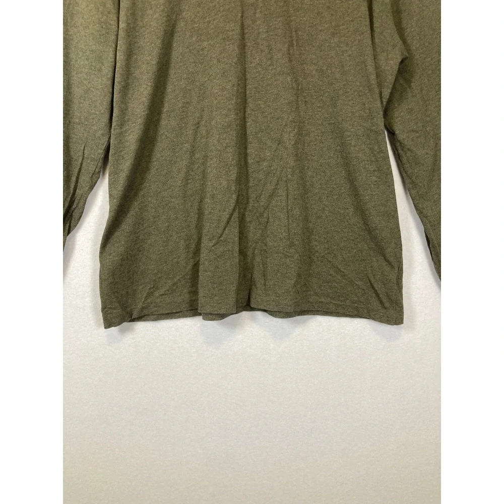 Classic Polo Ralph Lauren Men XL Olive Green V-Neck Long Sleeve Cotton Tee Shirt